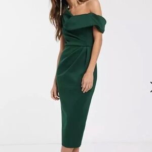NWOT ASOS  Drape Shoulder Midi Pencil Dress, sz 4